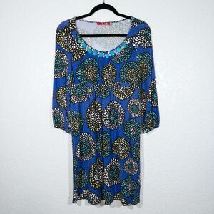 Boden Blue Abstract Flower Printed Y2K Tunic Dress‎ Size 8
